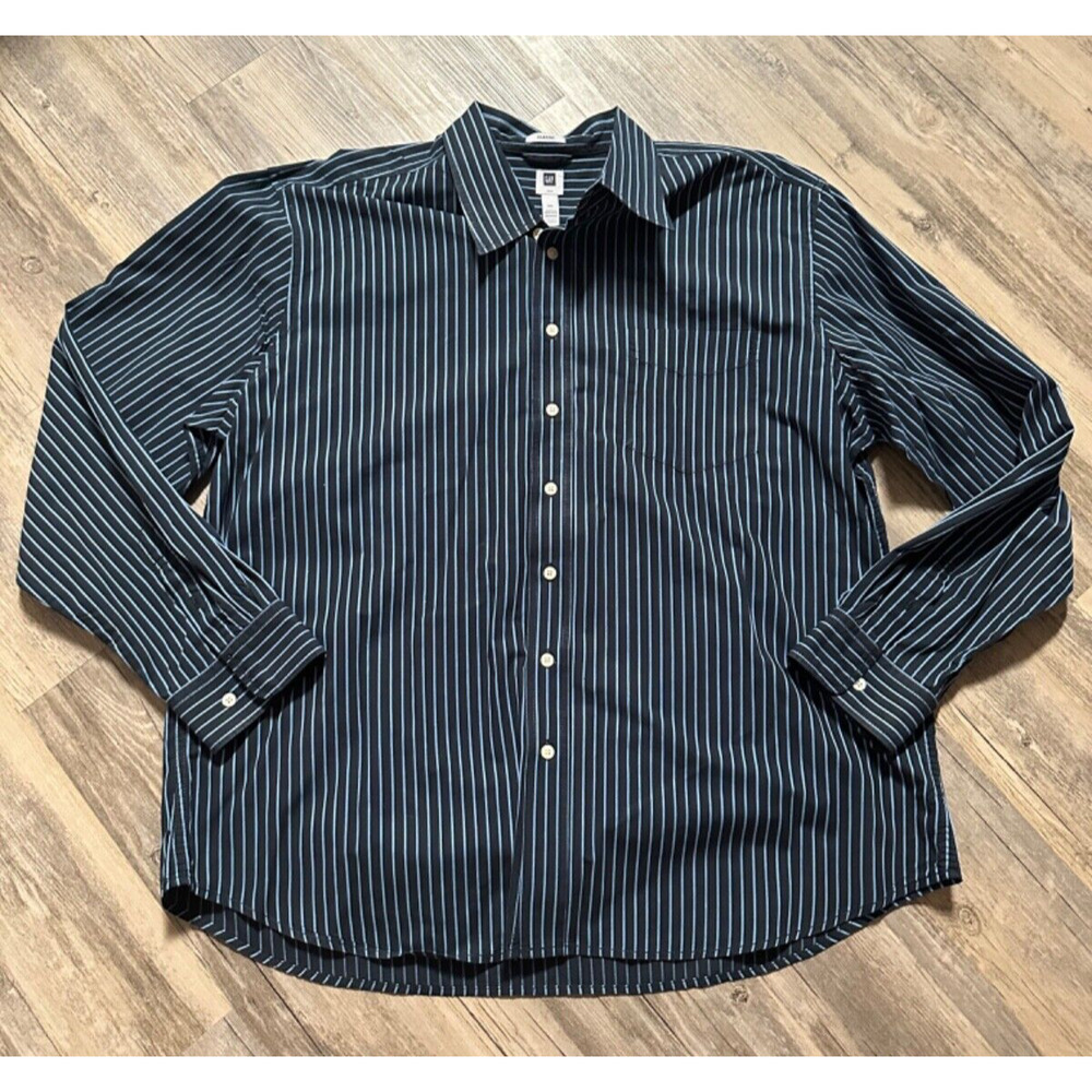 Gap Shirt Classic Blue Stripe Long Sleeve Button Up Cotton Mens XXL